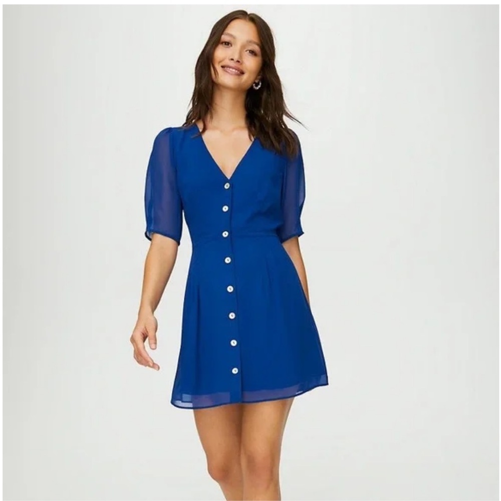 Wilfred by Aritzia Blue Chiffon Mini Sundress (US 8)